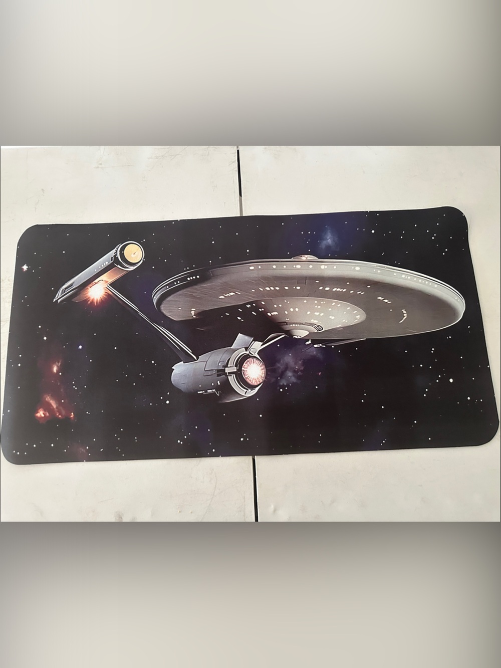 U.S.S Starship Enterprise Spacecraft Graphic Mat - Black & Gray